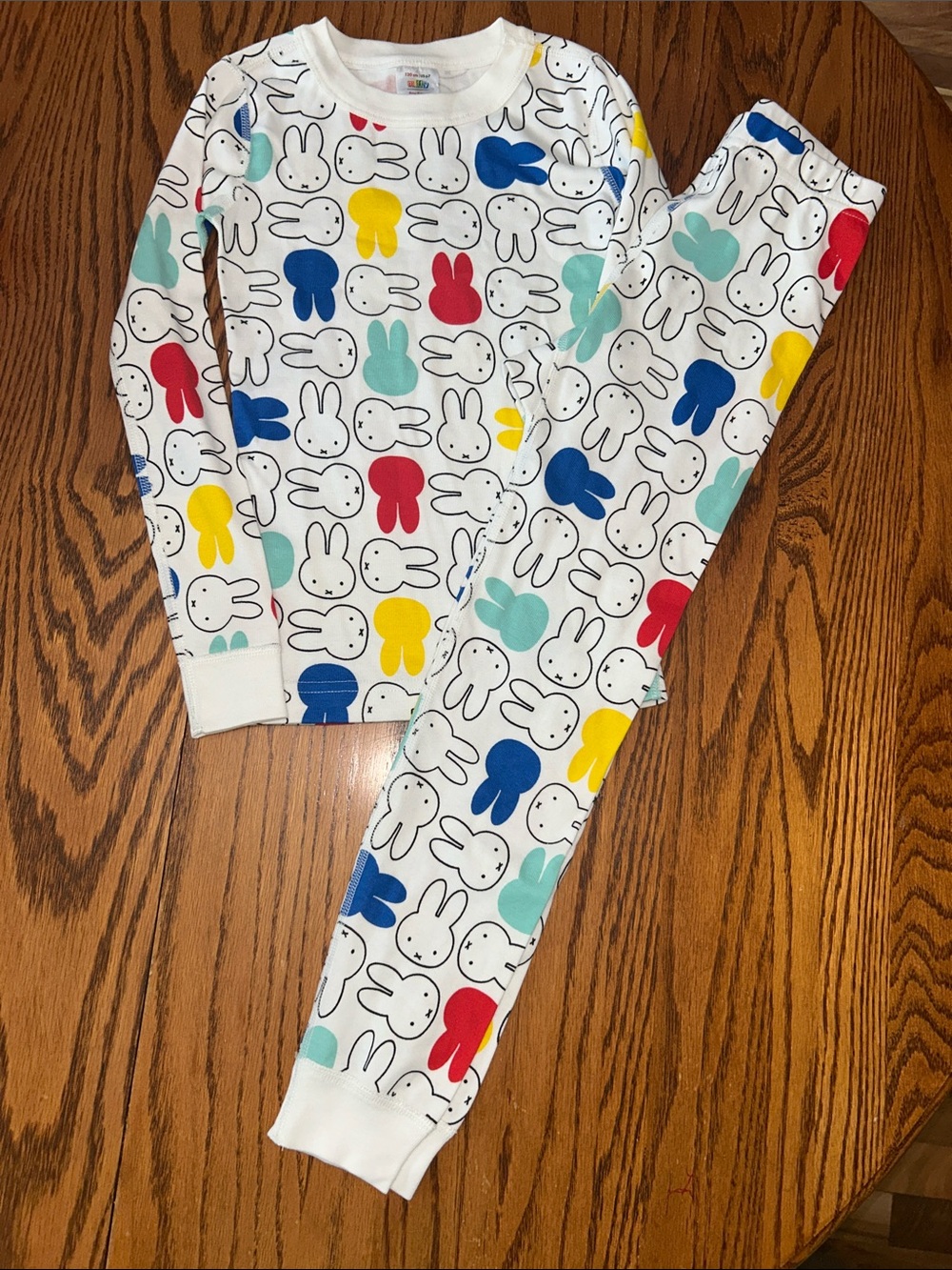 Hanna Andersson x miffy Pant and LS top pajama set with Multicolor Bunny Print